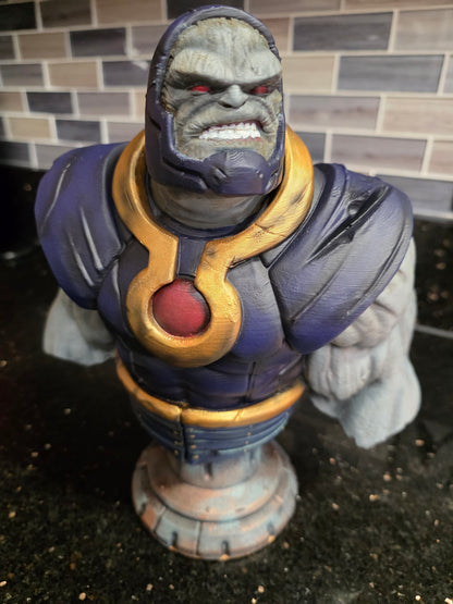 Darkseid Bust Statue – Hand Painted 3D Printed Super Villain Sculpture – Collector Display Art