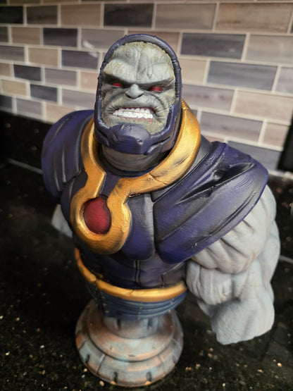 Darkseid Bust Statue – Hand Painted 3D Printed Super Villain Sculpture – Collector Display Art