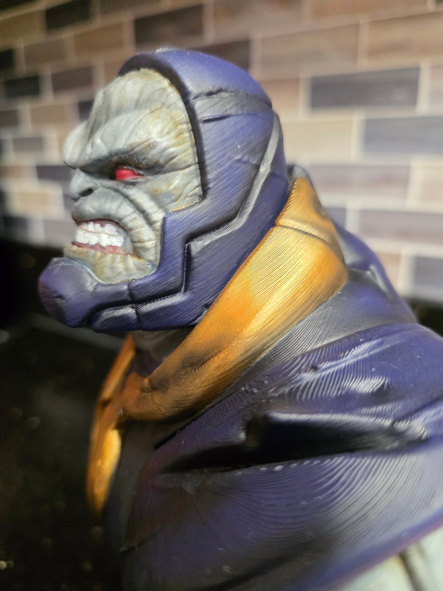 Darkseid Bust Statue – Hand Painted 3D Printed Super Villain Sculpture – Collector Display Art
