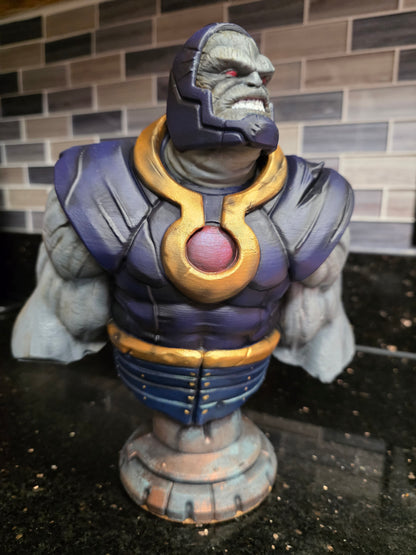 Darkseid Bust Statue – Hand Painted 3D Printed Super Villain Sculpture – Collector Display Art