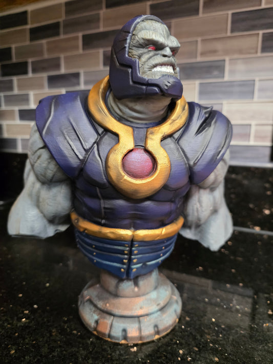 Darkseid Bust Statue – Hand Painted 3D Printed Super Villain Sculpture – Collector Display Art