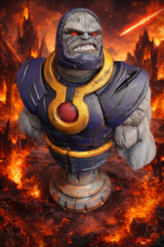 Darkseid Bust Statue – Hand Painted 3D Printed Super Villain Sculpture – Collector Display Art